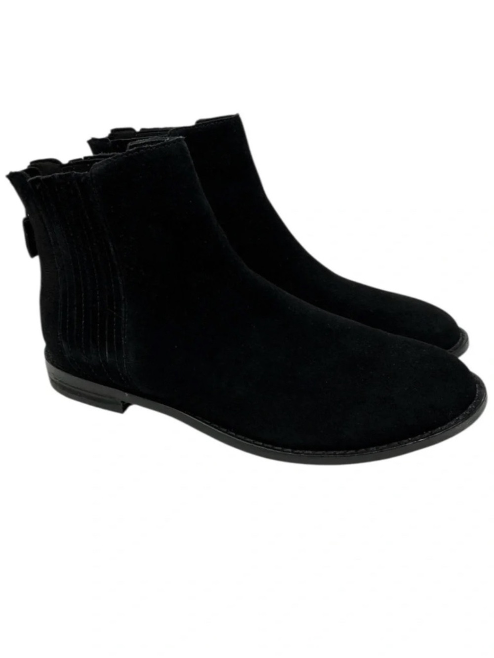 Eileen Fisher Black Suede Back Zip Chelsea Ankle Boots Women’s 6.5